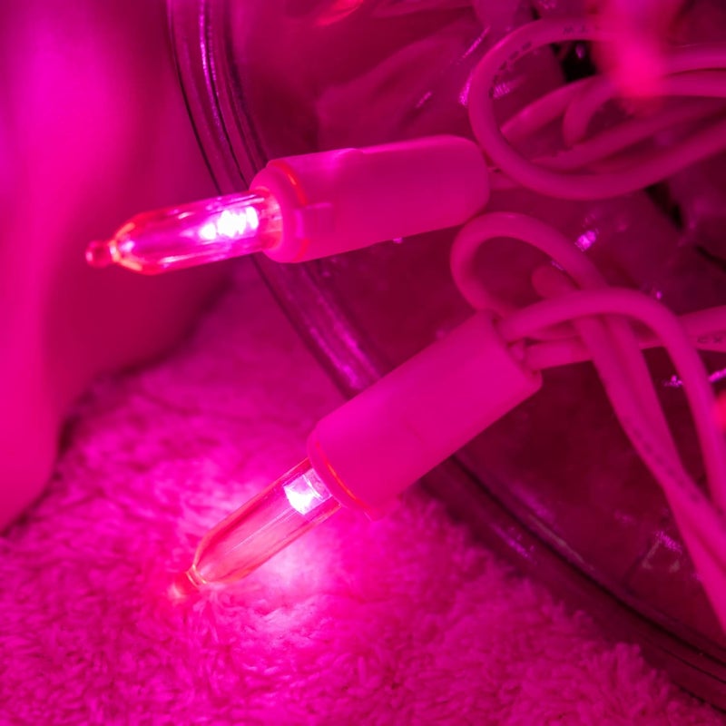 YULETIME Pink LED Christmas Lights with Pink Wire, 33 ft 100 Count UL Certified Commercial Grade Holiday String Light Set - Image 5